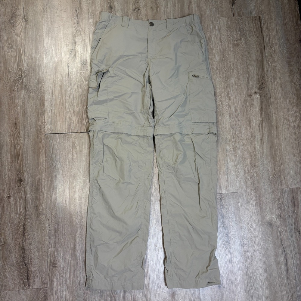 Columbia Silver Ridge Convertible Pants 32x32 Tan Brown Zip Offs Hiking